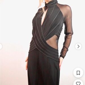 Tadashi Shoji Mesh Black long dress